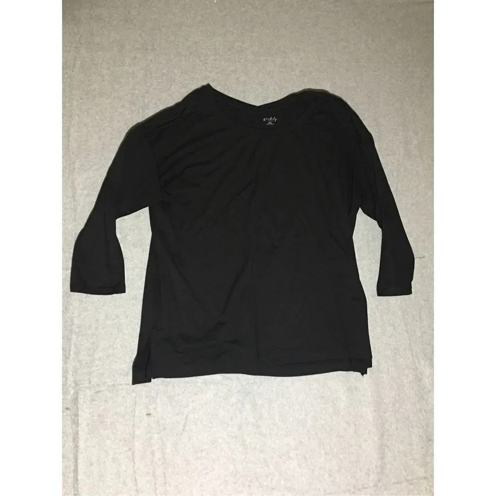 Womens Wonderly Long Sleeve Shirt Size XXL Black Casual Cute Formal Business